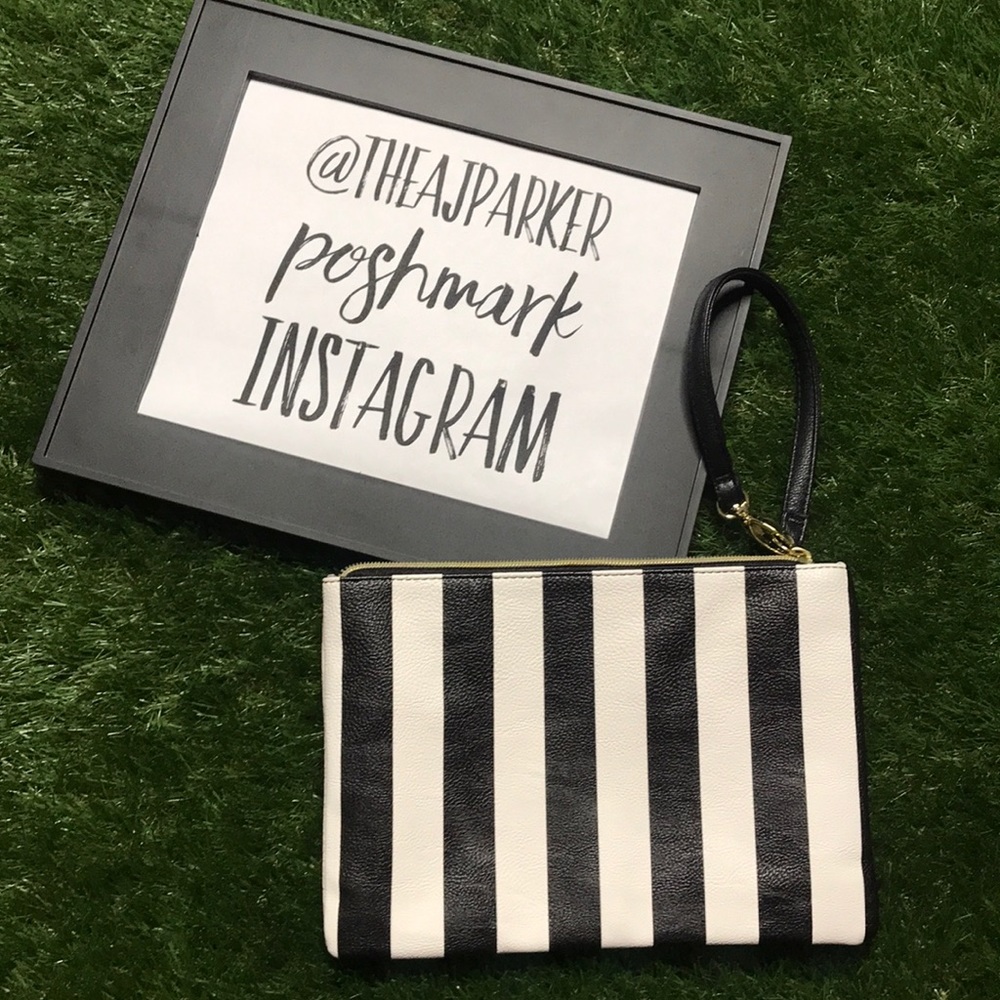 Betsey Johnson Striped Black White Wristlet Bag